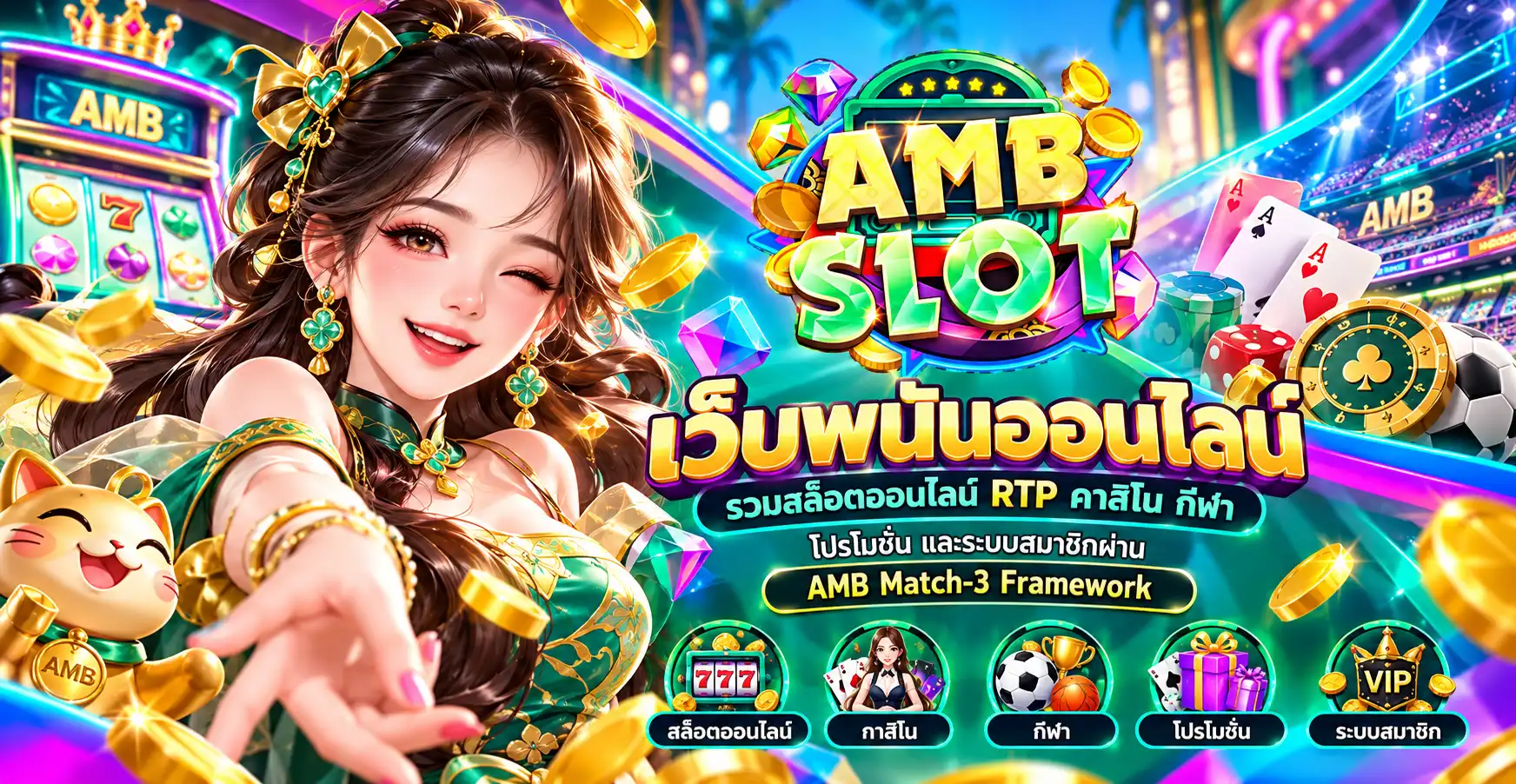 ambslot เว็บพนันออนไลน์ รวมสล็อตออนไลน์ RTP คาสิโน กีฬา โปรโมชั่น และระบบสมาชิกผ่าน AMB Match-3 Framework