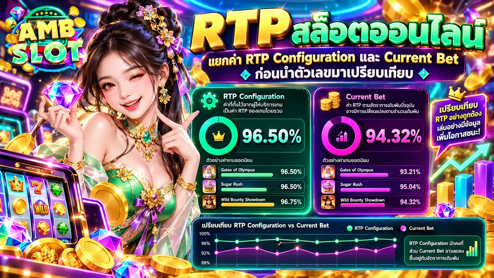 ambslot RTP สล็อตออนไลน์ แยกค่า RTP Configuration และ Current Bet ก่อนนำตัวเลขมาเปรียบเทียบ